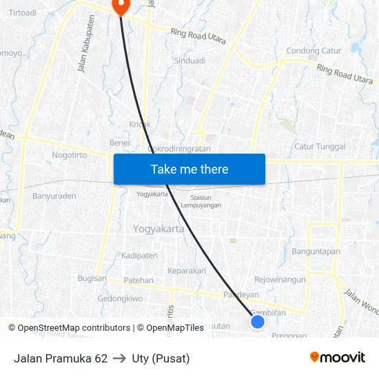 Jalan Pramuka 62 to Uty (Pusat) map