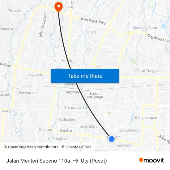 Jalan Menteri Supeno 110a to Uty (Pusat) map