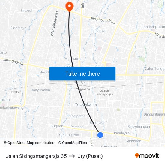 Jalan Sisingamangaraja 35 to Uty (Pusat) map