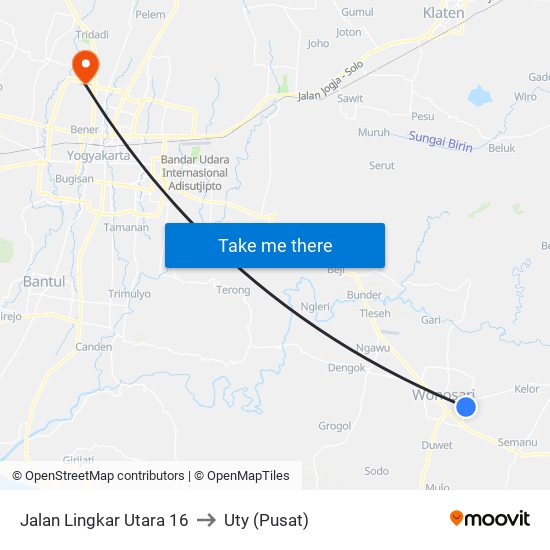 Jalan Lingkar Utara 16 to Uty (Pusat) map