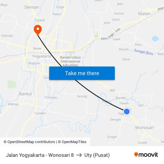 Jalan Yogyakarta - Wonosari 8 to Uty (Pusat) map