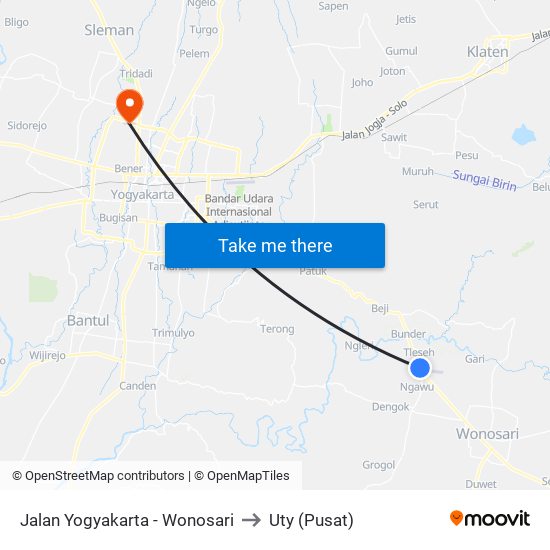 Jalan Yogyakarta - Wonosari to Uty (Pusat) map