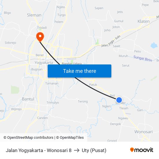 Jalan Yogyakarta - Wonosari 8 to Uty (Pusat) map