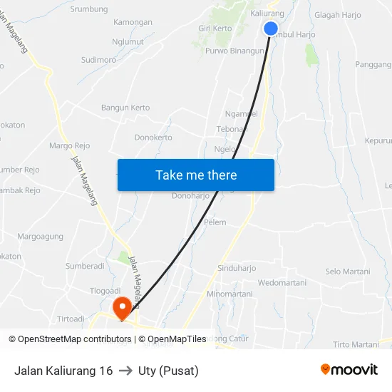 Jalan Kaliurang 16 to Uty (Pusat) map