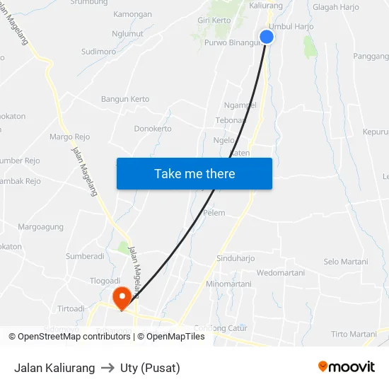 Jalan Kaliurang to Uty (Pusat) map