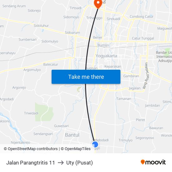 Jalan Parangtritis 11 to Uty (Pusat) map