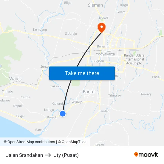 Jalan Srandakan to Uty (Pusat) map