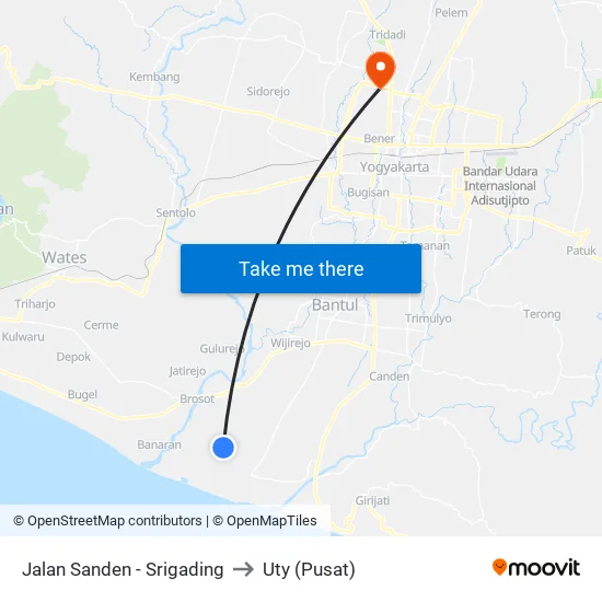 Jalan Sanden - Srigading to Uty (Pusat) map