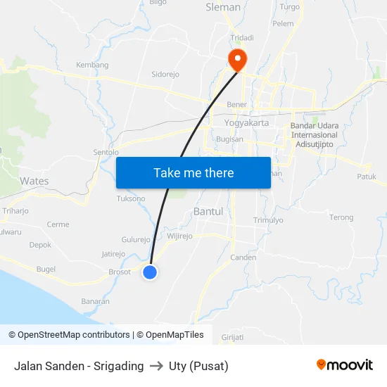Jalan Sanden - Srigading to Uty (Pusat) map