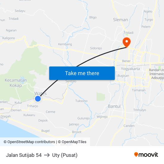 Jalan Sutijab 54 to Uty (Pusat) map