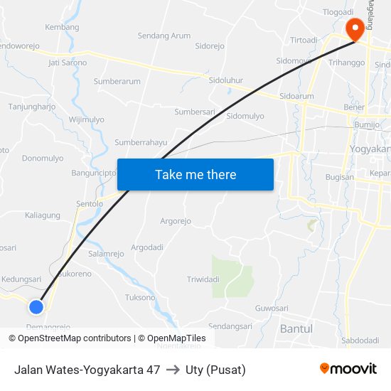 Jalan Wates-Yogyakarta  47 to Uty (Pusat) map