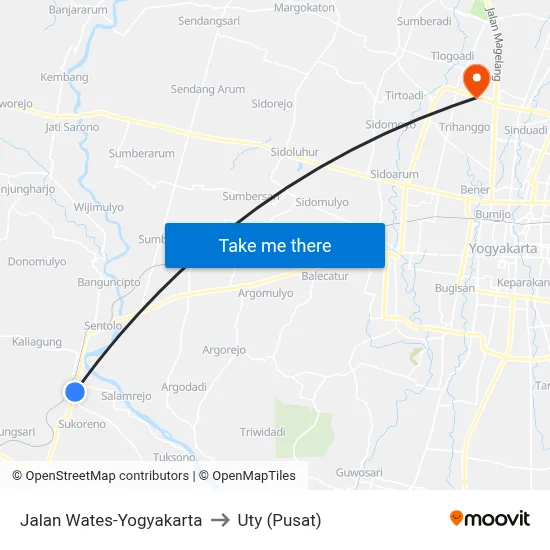 Jalan Wates-Yogyakarta to Uty (Pusat) map
