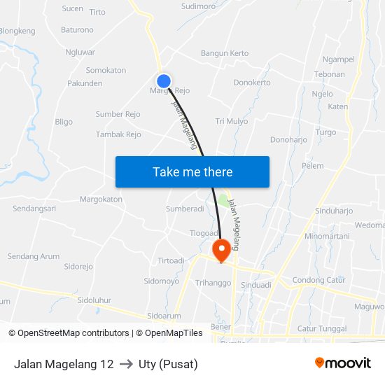 Jalan Magelang 12 to Uty (Pusat) map