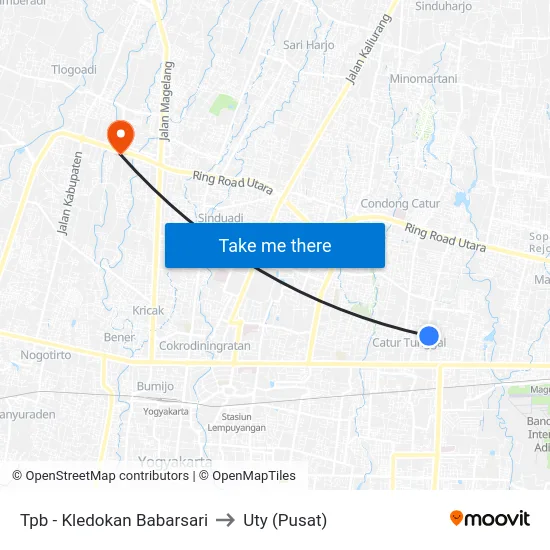 Tpb - Kledokan Babarsari to Uty (Pusat) map