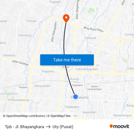 Tpb - Jl. Bhayangkara to Uty (Pusat) map