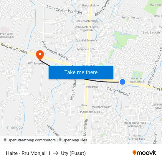 Halte - Rru Monjali 1 to Uty (Pusat) map
