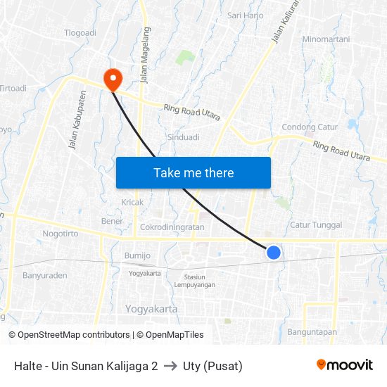 Halte - Uin Sunan Kalijaga 2 to Uty (Pusat) map