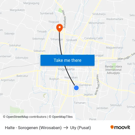 Halte - Sorogenen (Wirosaban) to Uty (Pusat) map