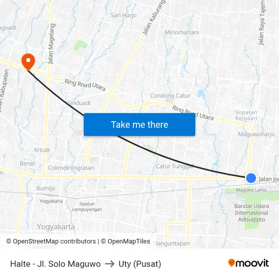 Halte - Jl. Solo Maguwo to Uty (Pusat) map