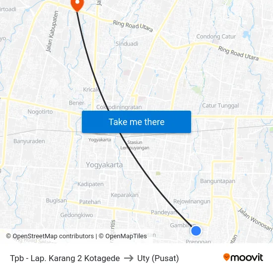Tpb - Lap. Karang 2 Kotagede to Uty (Pusat) map