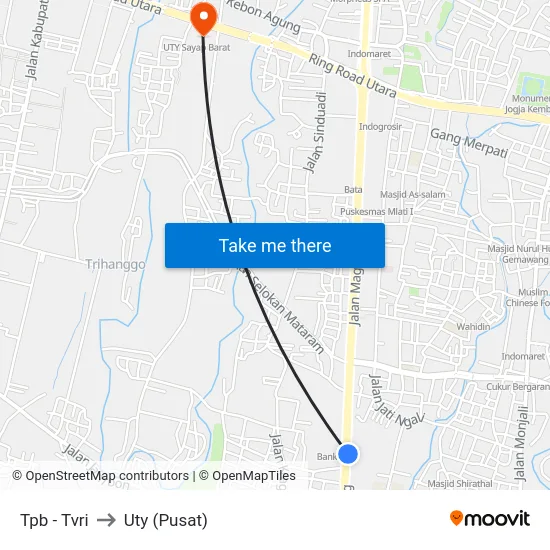 Tpb - Tvri to Uty (Pusat) map