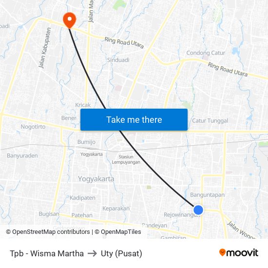 Tpb - Wisma Martha to Uty (Pusat) map