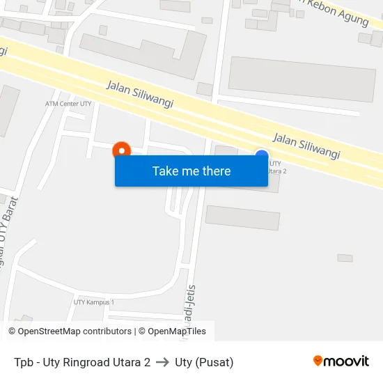 Tpb - Uty Ringroad Utara 2 to Uty (Pusat) map