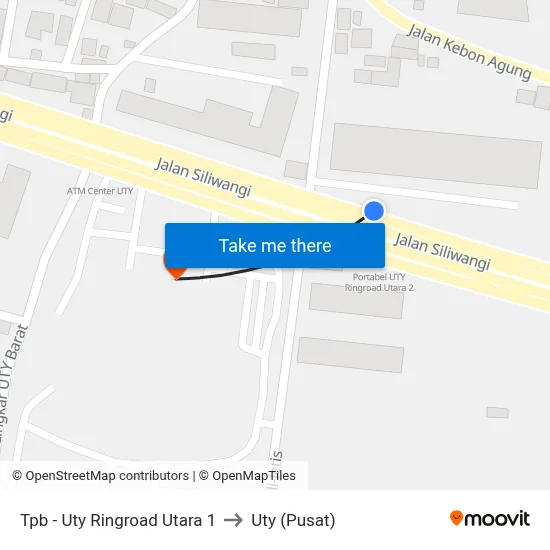 Tpb - Uty Ringroad Utara 1 to Uty (Pusat) map