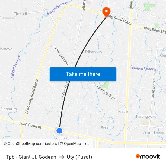 Tpb - Giant Jl. Godean to Uty (Pusat) map