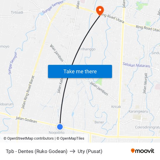 Tpb - Dentes (Ruko Godean) to Uty (Pusat) map