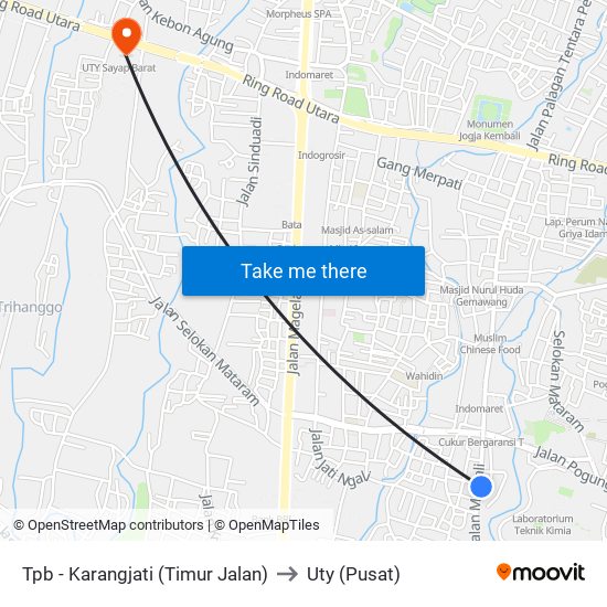 Tpb - Karangjati (Timur Jalan) to Uty (Pusat) map