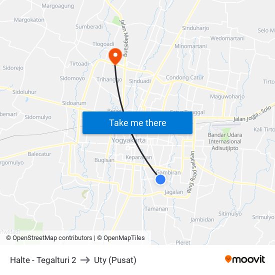 Halte - Tegalturi 2 to Uty (Pusat) map