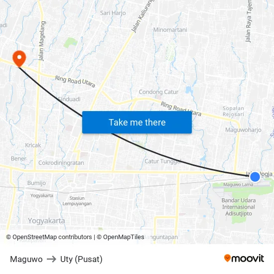 Maguwo to Uty (Pusat) map