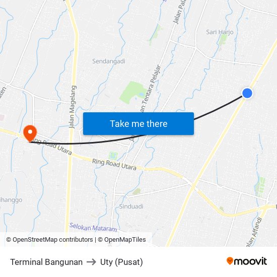 Terminal Bangunan to Uty (Pusat) map