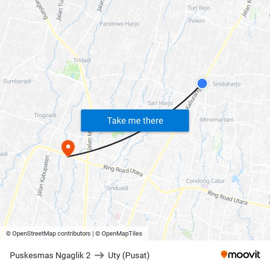 Puskesmas Ngaglik 2 to Uty (Pusat) map