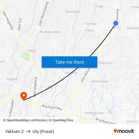 Yakkum 2 to Uty (Pusat) map