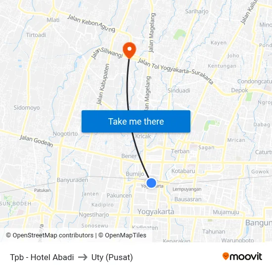 Tpb - Hotel Abadi to Uty (Pusat) map