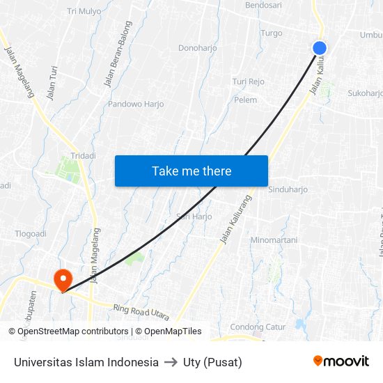 Universitas Islam Indonesia to Uty (Pusat) map