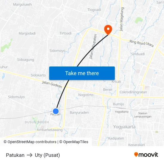 Patukan to Uty (Pusat) map