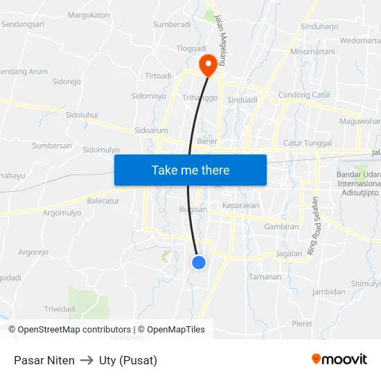 Pasar Niten to Uty (Pusat) map