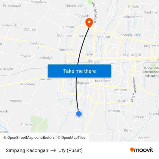 Simpang Kasongan to Uty (Pusat) map