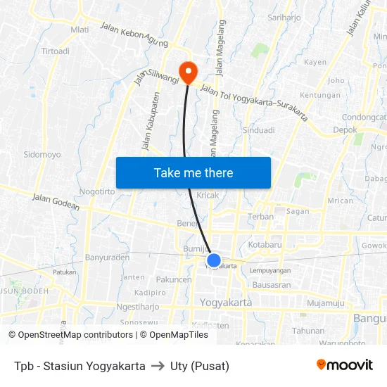 Tpb - Stasiun Yogyakarta to Uty (Pusat) map