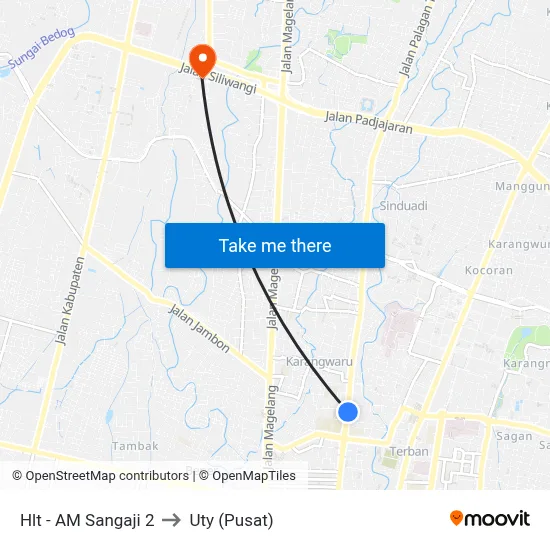 Hlt - AM Sangaji 2 to Uty (Pusat) map