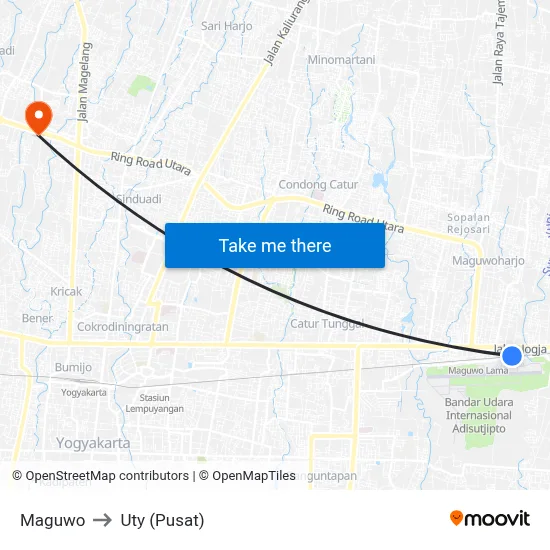Maguwo to Uty (Pusat) map
