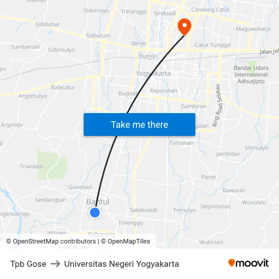 Tpb Gose to Universitas Negeri Yogyakarta map