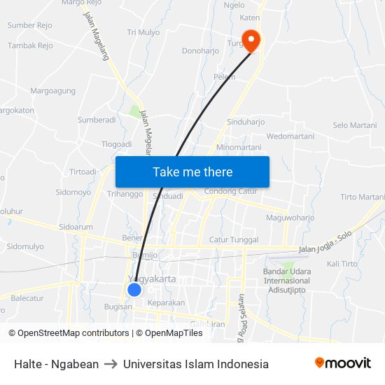 Halte - Ngabean to Universitas Islam Indonesia map