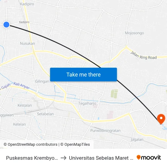 Puskesmas Krembyongan to Universitas Sebelas Maret (UNS) map