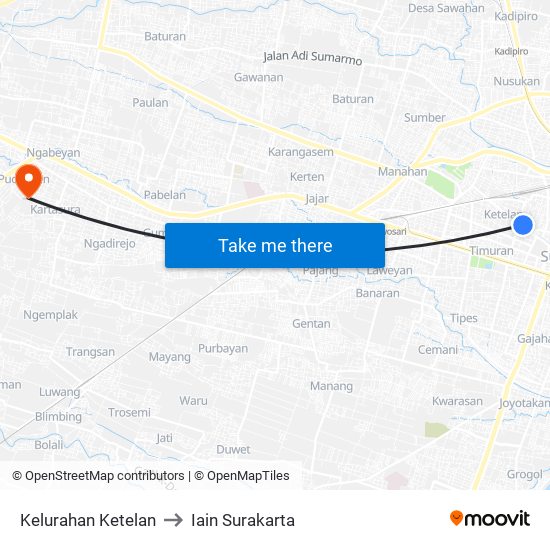 Kelurahan Ketelan to Iain Surakarta map