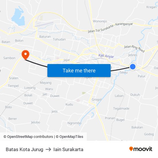 Batas Kota Jurug to Iain Surakarta map