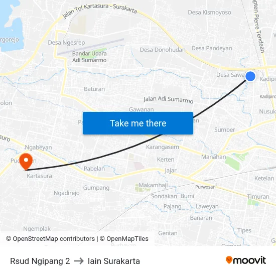 Rsud Ngipang 2 to Iain Surakarta map